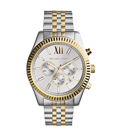 michael kors men's silver and gold watch